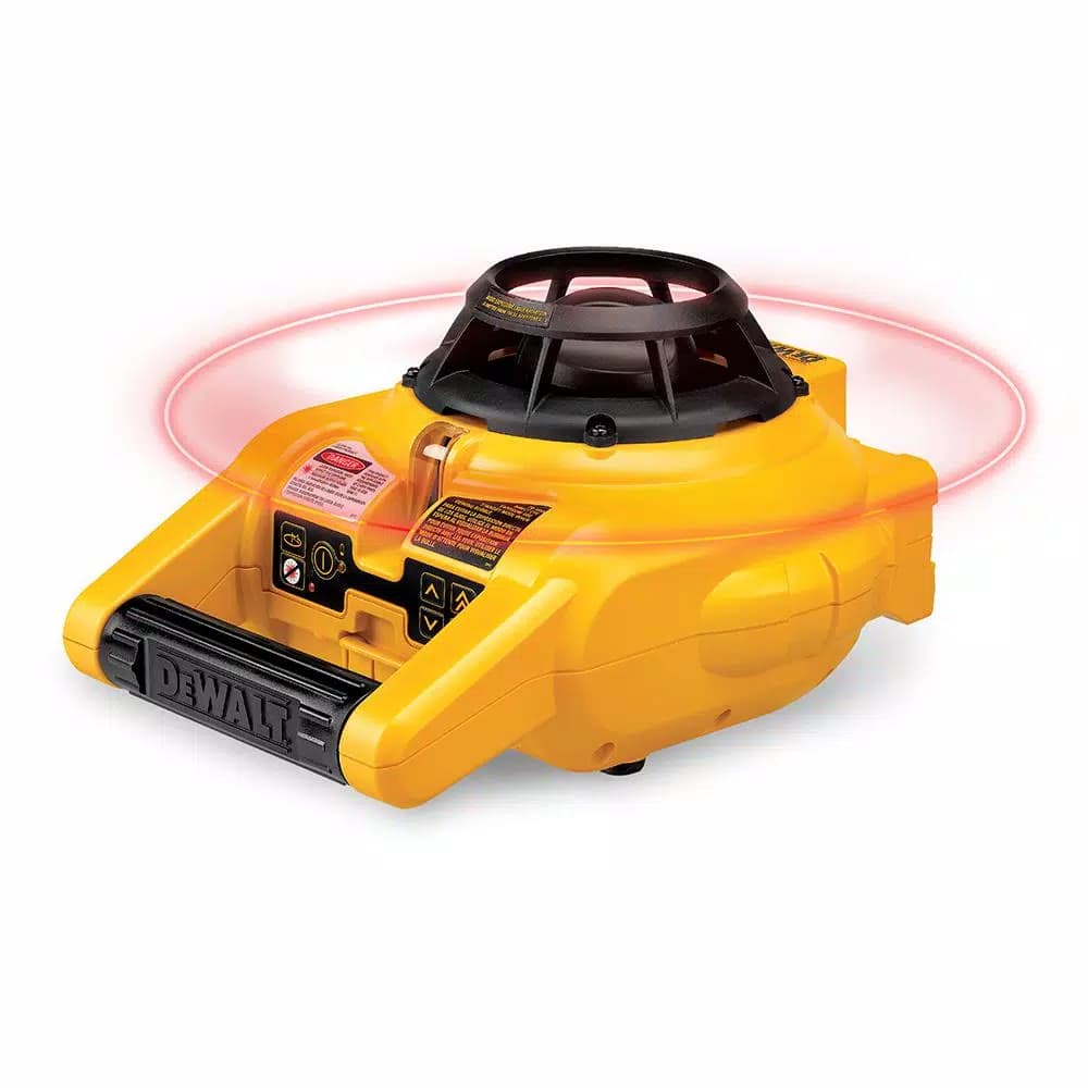 DEWALT Red Self-Leveling Rotary Laser Level Kit with Detector, Clamp, Wall Mount, and Bag