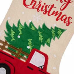 Glitzhome 21 in. Polyester Embroidered Linen Style Christmas Stocking Set, 2-Pack thumbnail 5