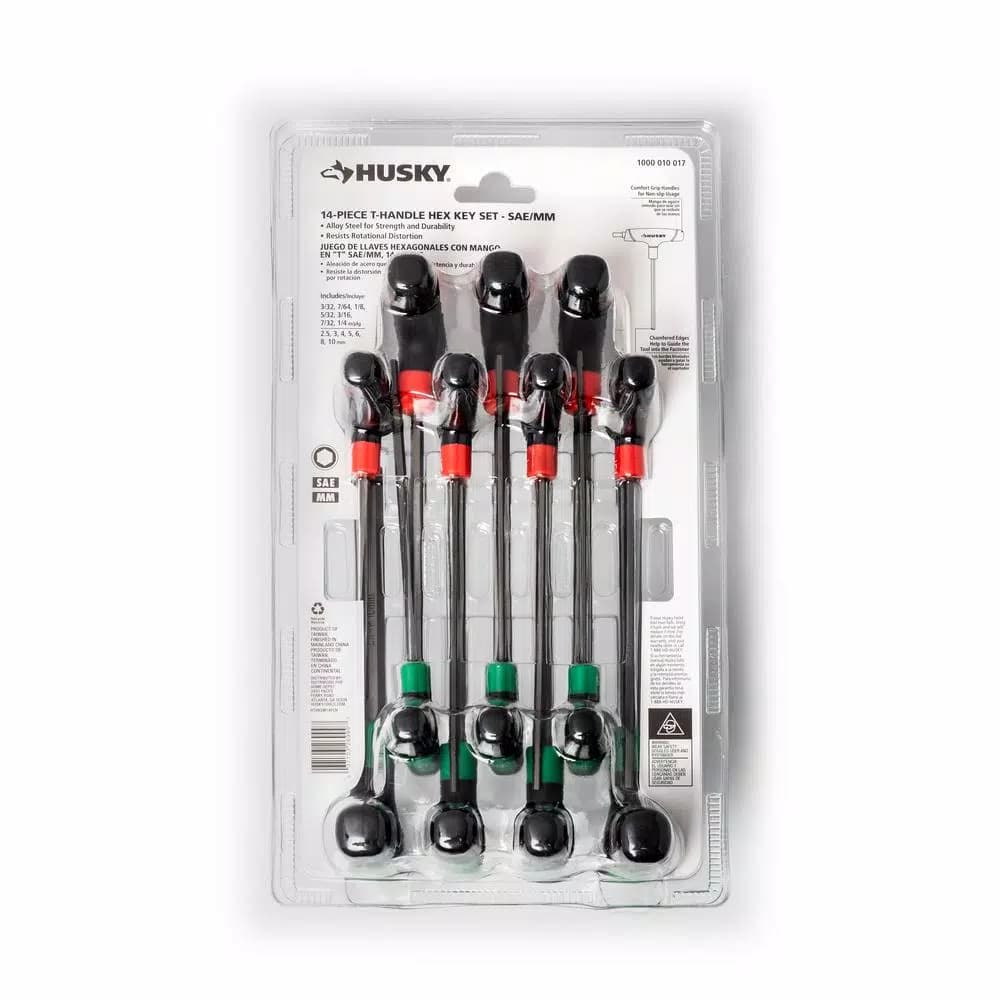 Husky 14-Piece T-Handle Hex Key Set, SAE and Metric
