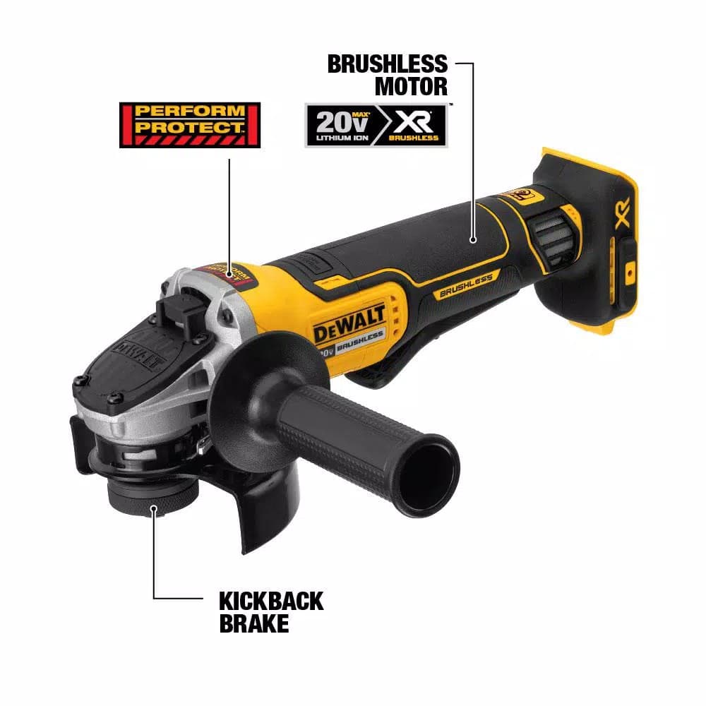 DEWALT 20V MAX XR Brushless 4-1/2 in. Paddle Switch Angle Grinder with Kickback Brake (Tool Only)