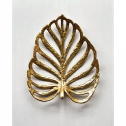 3R Studios Gold Leaf Cast Iron Decorative Tray - Modern Metal Home Decor thumbnail 2