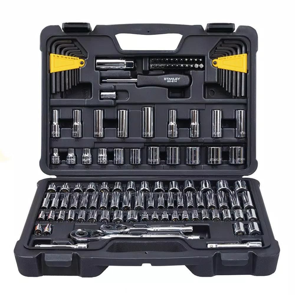 Stanley 123-Piece Socket Set with Ratchets, 3/8 in. and 1/4 in. Drive, Metric and SAE