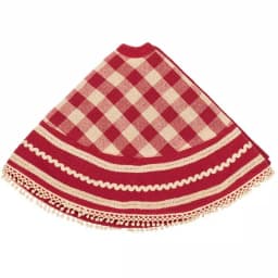 VHC Brands 21 in. Gretchen Cherry Red and Creme Check Farmhouse Christmas Mini Tree Skirt thumbnail 3