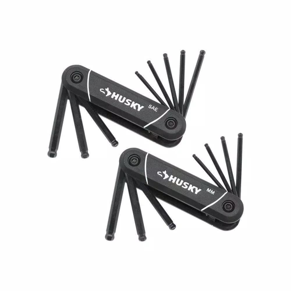 Husky 17-Piece Folding Ball-End Hex Key Set, SAE and Metric