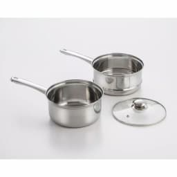 ExcelSteel 3-Piece 2.5 Qt Stainless Steel Double Boiler Set with Tempered Glass Lid thumbnail 2