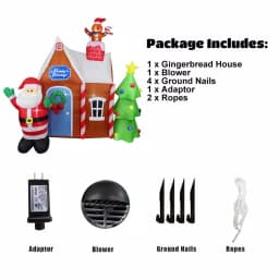 JOYDECOR 7 ft. Santa Claus & Gingerbread House Christmas Inflatable with LED Lights thumbnail 4