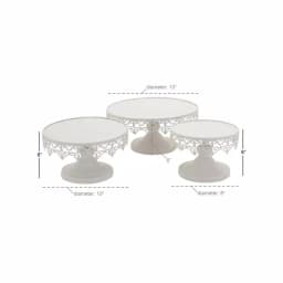 LITTON LANE White Iron Round Cake Stand Set of 3 with Lattice Lace Overhang thumbnail 3