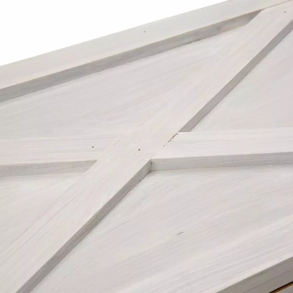 Unbranded 26 in. Washed White Wooden Tree Collar - Handcrafted Solid Wood Tree Box