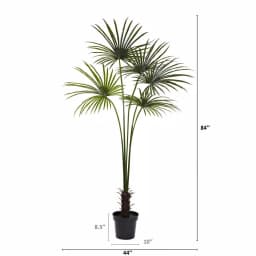 Nearly Natural 7 ft. UV Resistant Indoor/Outdoor Artificial Fan Palm Tree with Black Pot thumbnail 4