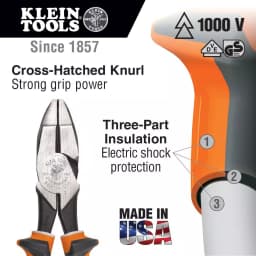 Klein Tools 9 in. Insulated High-Leverage Side-Cutting Pliers, 1000V Rated thumbnail 2