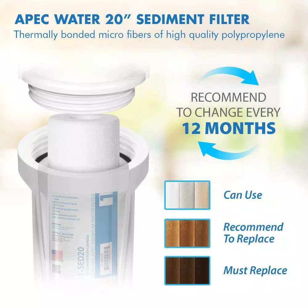 APEC Water Systems APEC 5 Micron High Capacity Sediment Pre-Filter, 20 in. x 2.5 in. Commercial Grade