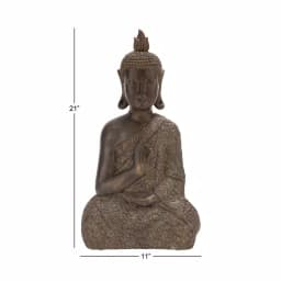 LITTON LANE Polystone Meditating Thai Buddha Sculpture - Tarnished Brown Statuary thumbnail 5