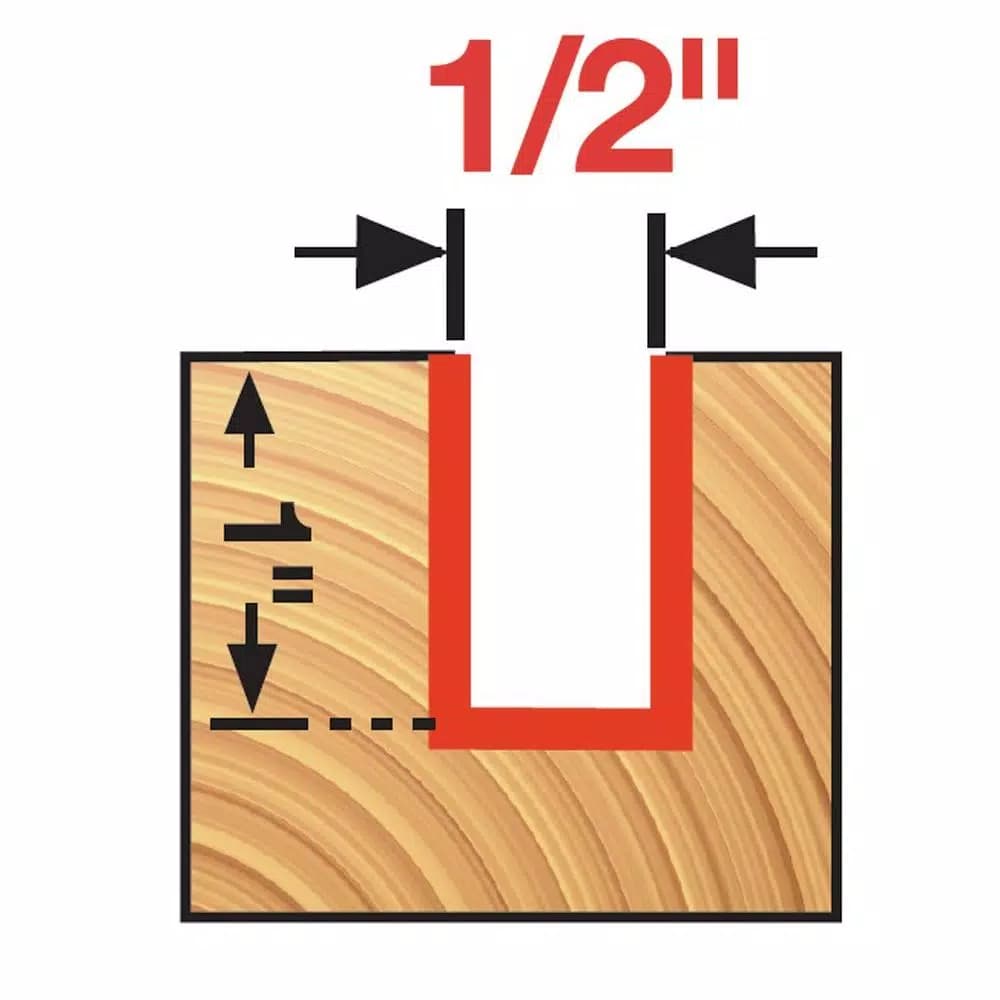 Diablo 1/2 in. x 1 in. Carbide Straight Router Bit with 1/4 in. Shank