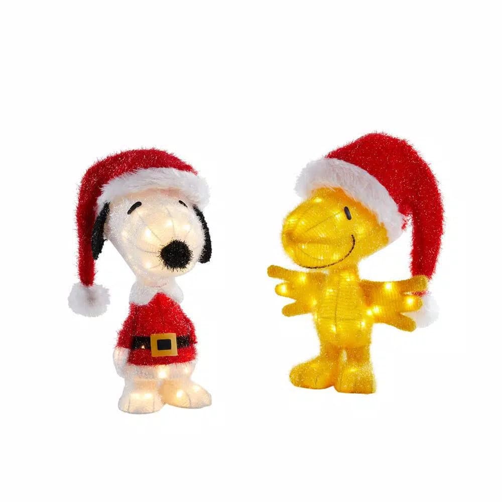 Peanuts 18 in. LED Peanuts Snoopy and Woodstock Holiday Yard Decor Sculpture