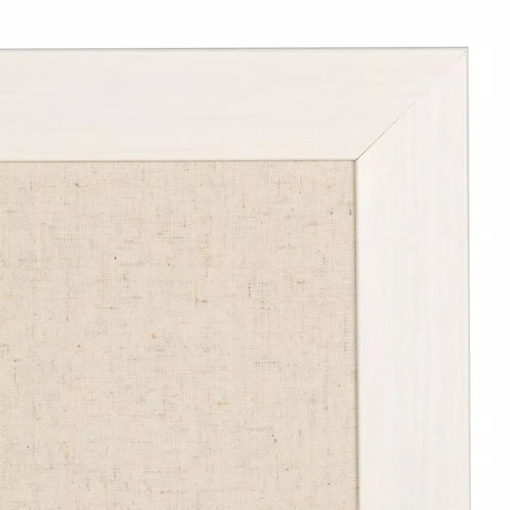 DesignOvation Beatrice Framed Linen Fabric Pinboard Memo Board, 18 x 27 in, White
