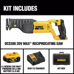 DEWALT 20V MAX Cordless Reciprocating Saw Kit with 5.0 Ah Battery and Charger thumbnail 2