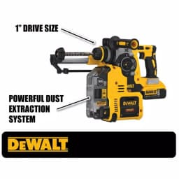 DEWALT 20V MAX XR Brushless 1 in. SDS Plus Rotary Hammer with Onboard Extractor, (2) 5.0 Ah Batteries & Charger thumbnail 2