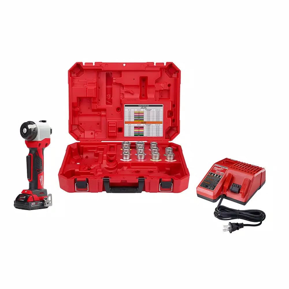 Milwaukee M18 18V Cordless Cable Stripper Kit for Al THHN/XHHW Wire, 11 Bushings, Battery & Charger Included