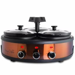 MegaChef Triple 4.5 Qt. Copper Slow Cooker and Buffet Server with 3 Ceramic Pots thumbnail 4