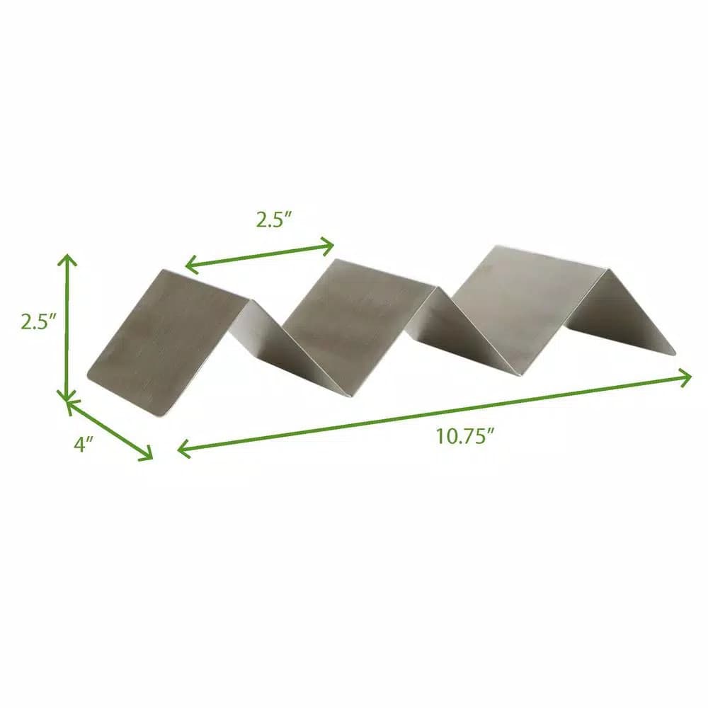 Unbranded Silver Stainless Steel Taco Holder Set, 4-Pack Serving Tray for Hard and Soft Shells, Grill Safe