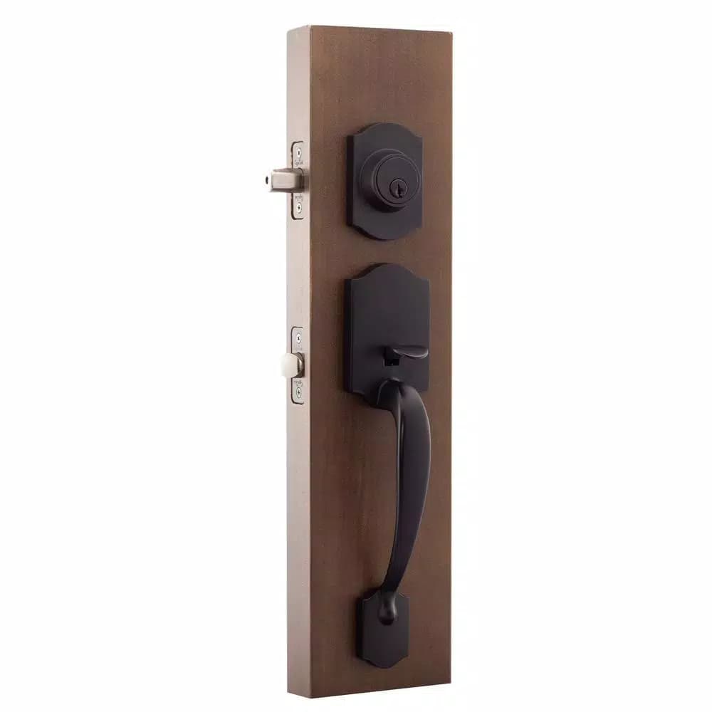 Copper Creek Heritage Black Door Handleset with Waverlie Lever Trim