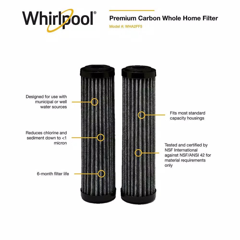 Whirlpool Premium Carbon Whole Home Water Filter Replacement, 2-Pack (WHA2FF5)