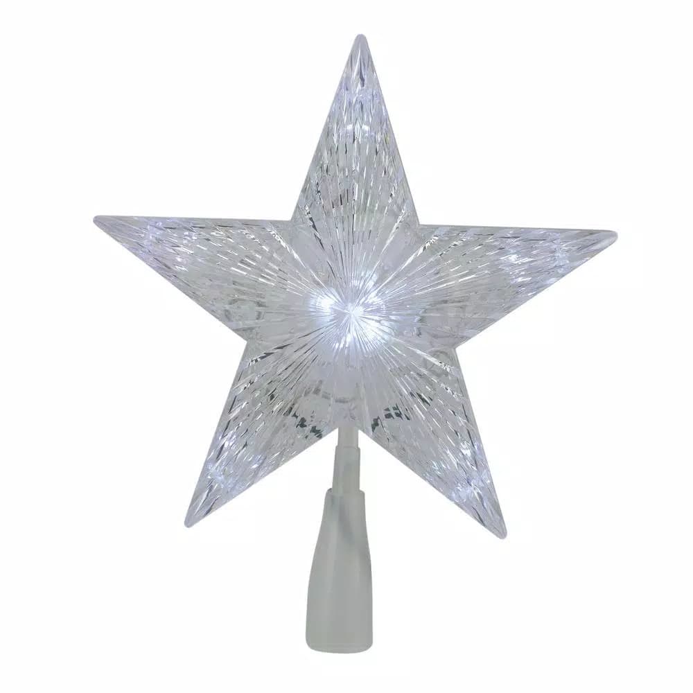 Northlight 10 in. LED Lighted 5-Point Star Christmas Tree Topper with Clear Prism Crystal Bulbs