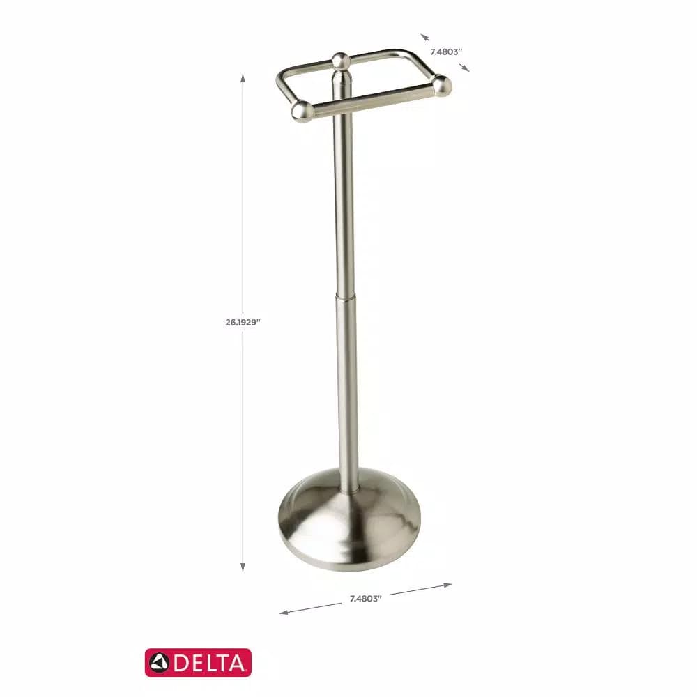 Delta Greenwich Telescoping Pivoting Freestanding Toilet Paper Holder, SpotShield Brushed Nickel