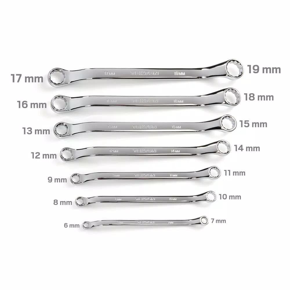 TEKTON 7-Piece 45° Offset Box End Wrench Set, Metric 6-19 mm