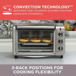 BLACK+DECKER 1500W 6-Slice Convection Toaster Oven with Broiler Pan, Black and Silver thumbnail 5