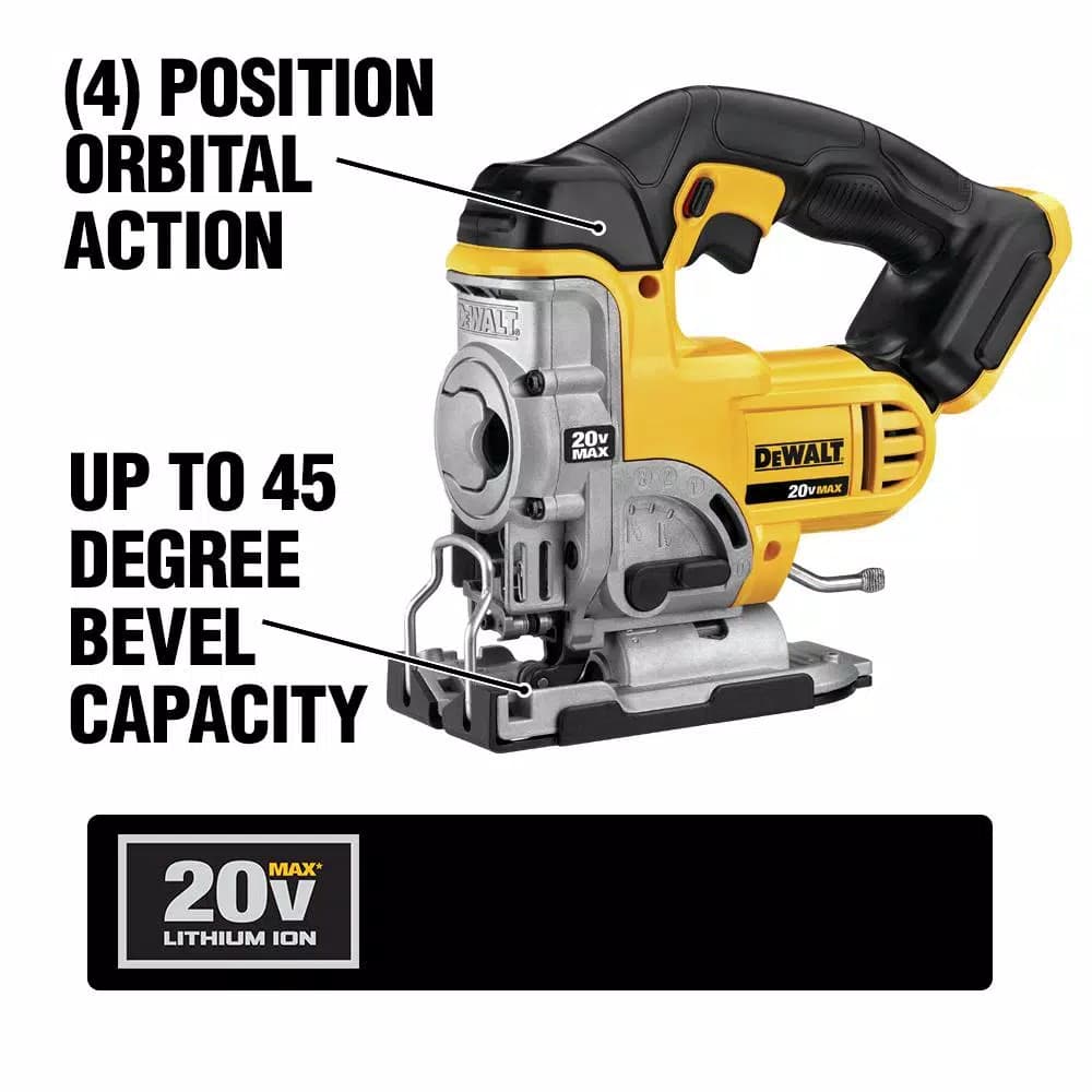 DEWALT 20V MAX Cordless Jig Saw, Tool-Only, Variable Speed with Orbital Action