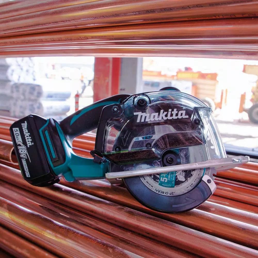 Makita 18V LXT Cordless 5-3/8 in. Metal Cutting Saw Kit with 2 5.0 Ah Batteries and Rapid Optimum Charger