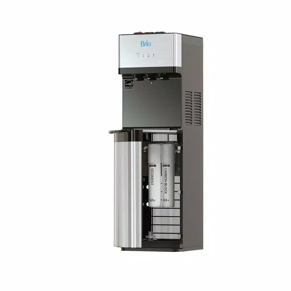 Brio Tri-Temp 2-Stage Bottleless Water Cooler with UV Self-Cleaning and Filtration, Stainless Steel