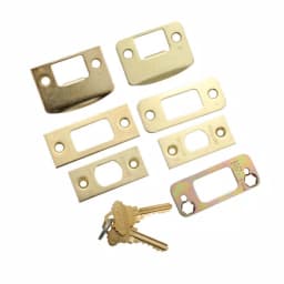 Schlage Camelot Bright Brass Double Cylinder Deadbolt with Plymouth Knob Handleset thumbnail 2