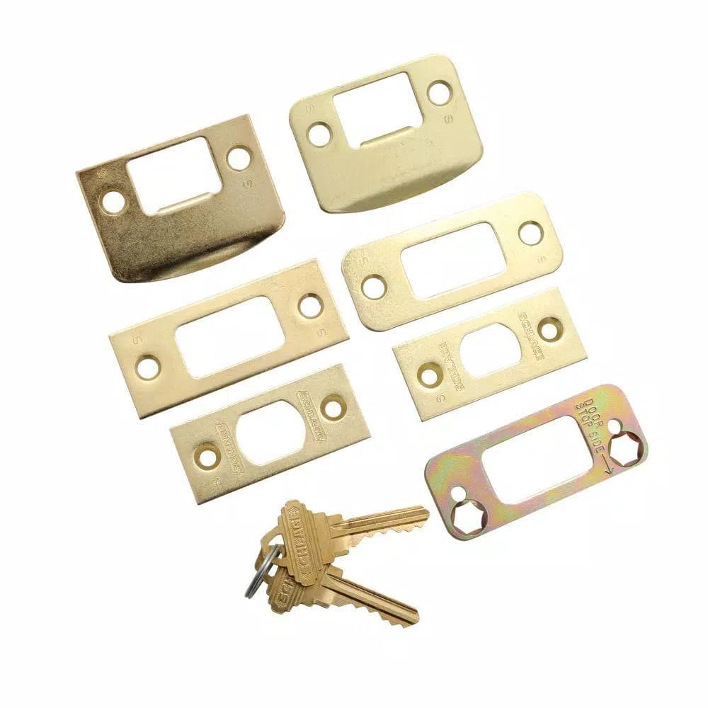 Schlage Camelot Bright Brass Double Cylinder Deadbolt with Plymouth Knob Handleset