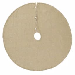 VHC Brands Nowell Farmhouse 48 in. Natural Burlap Christmas Tree Skirt with Silver Metallic Whipstitching thumbnail 1