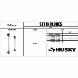 Husky 2-Piece Metric Quad Drive 4-in-1 Reversible Ratcheting Wrench Set thumbnail 5