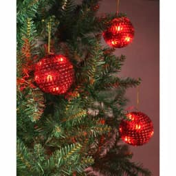Unbranded Starlite Creations 4-Piece Red Tinsel LED Christmas Ornament Set, 36 Lights, 4 in. thumbnail 4