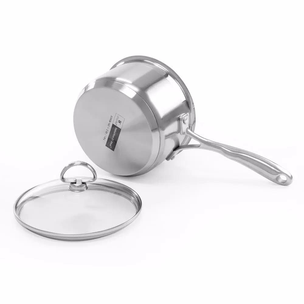 Chantal Induction 21 Steel 2 Qt. Stainless Steel Saucepan with Glass Lid, Brushed Finish