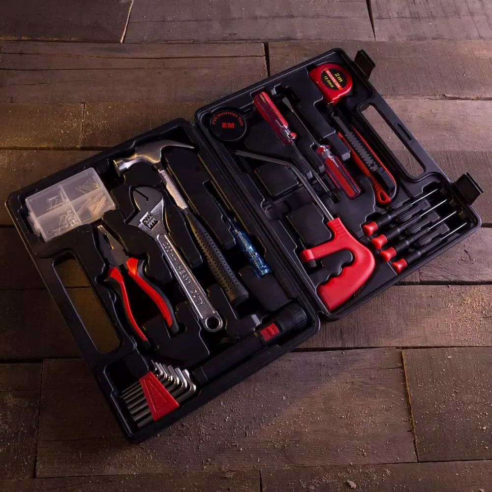 Stalwart 65-Piece Multipurpose Hand Tool Kit for Home, Office, and Car