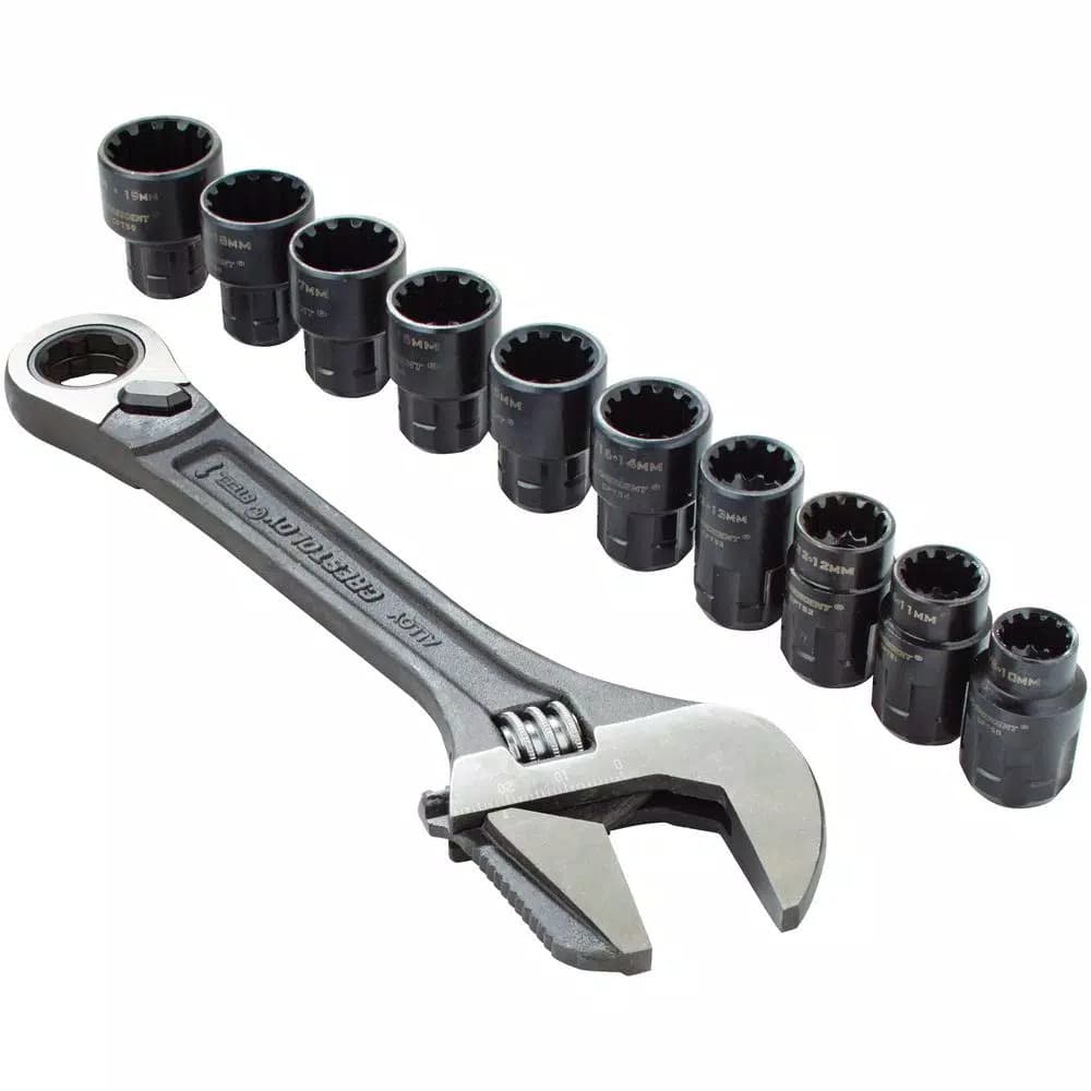 Crescent 11-Piece 3/8 in. Drive Pass-Thru Adjustable Wrench Set with Universal Sockets