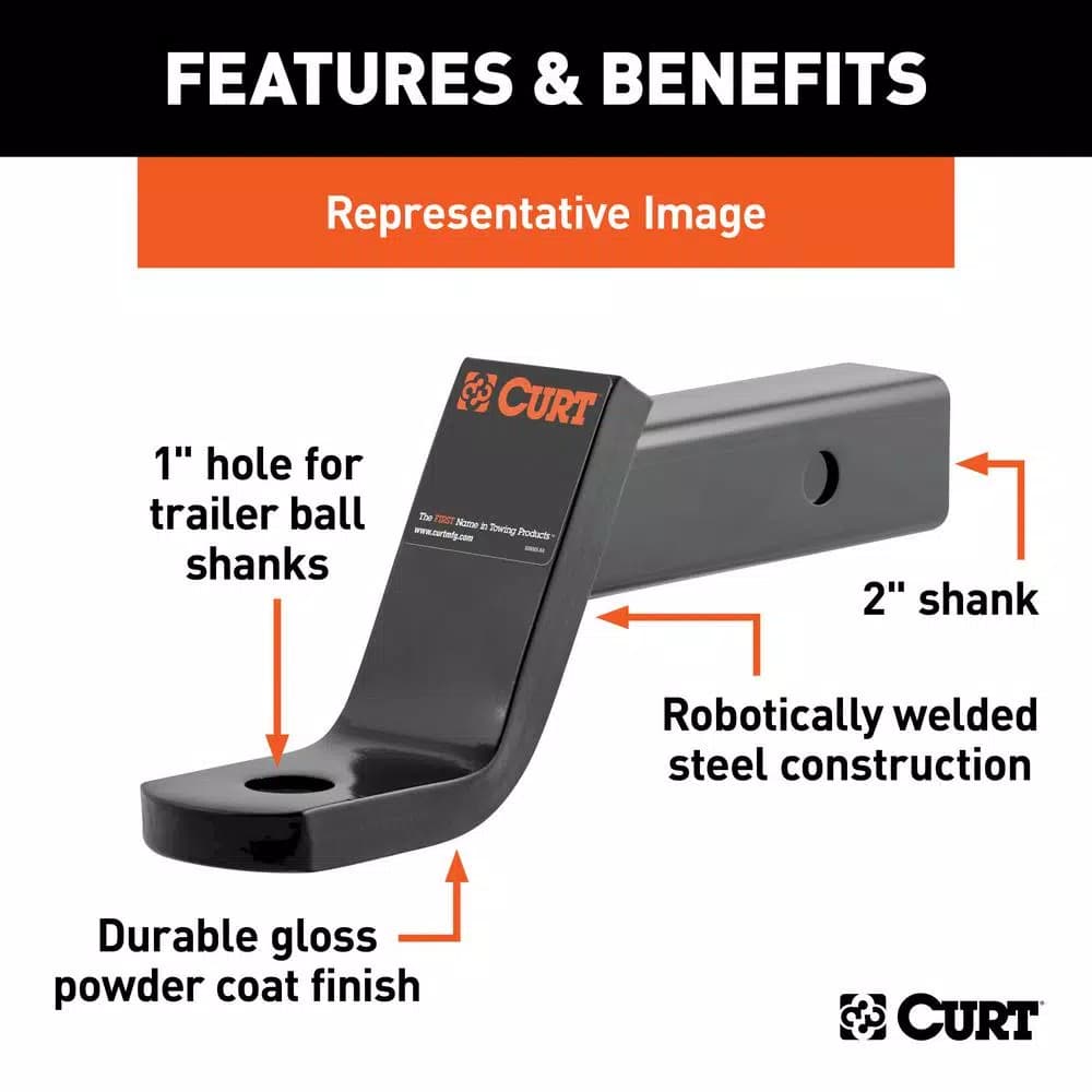 CURT Class 3 Ball Mount, 2" Receiver, 6" Drop or 4" Rise, 7500 lbs Capacity