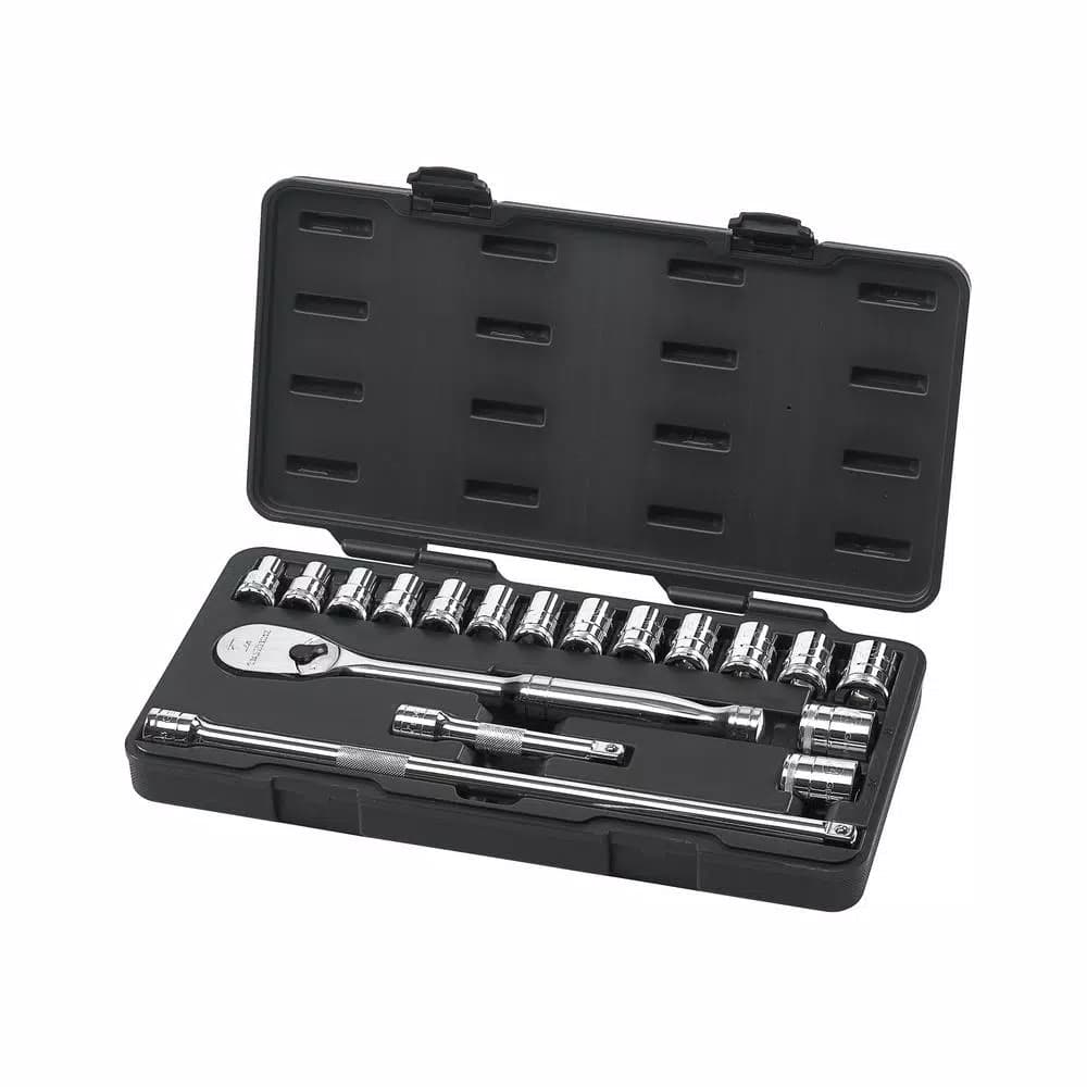 GEARWRENCH 1/2 in. Drive 18-Piece Metric Ratchet and Socket Set, Chrome Vanadium Steel