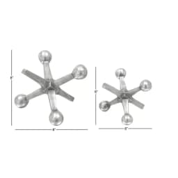LITTON LANE Aluminum Jack Table Sculptures Set of 2 - Metallic Silver Modern Decor thumbnail 5