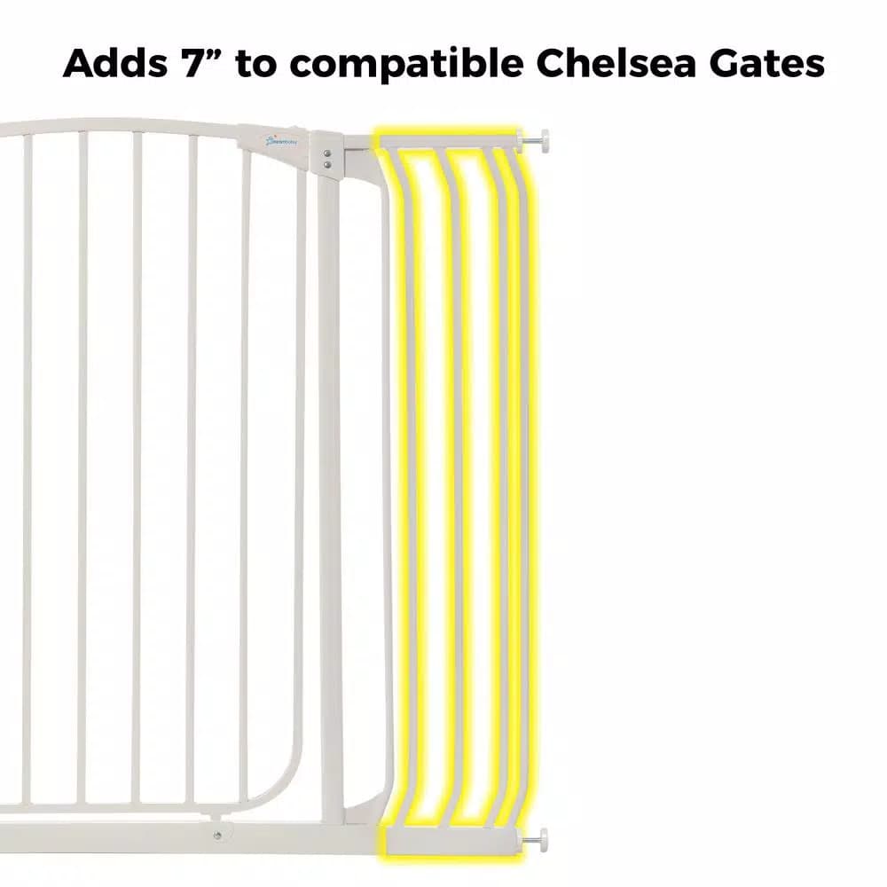 Dreambaby 7 in. Gate Extension for Chelsea Extra Tall Child Safety Gates, White