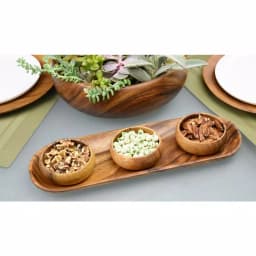 Acaciaware 4-Piece Handcrafted Acacia Wood Oval Appetizer Serving Tray Set thumbnail 3