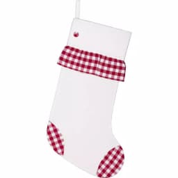 VHC Brands Emmie 20 in. Red Check Ruffle Farmhouse Christmas Stocking thumbnail 1