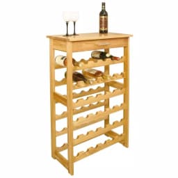 Catskill Craftsmen 36-Bottle Natural Yellow Birch Wood Floor Wine Rack with Storage Drawer thumbnail 3