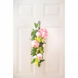 Nearly Natural 24 in. Mixed Pink Peony and Hydrangea Teardrop Floral Swag Wreath thumbnail 2