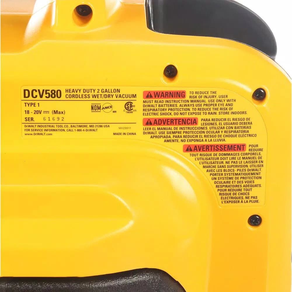 DEWALT 20V MAX Cordless Wet/Dry Vacuum, 2 Gallon, Battery and Charger Not Included